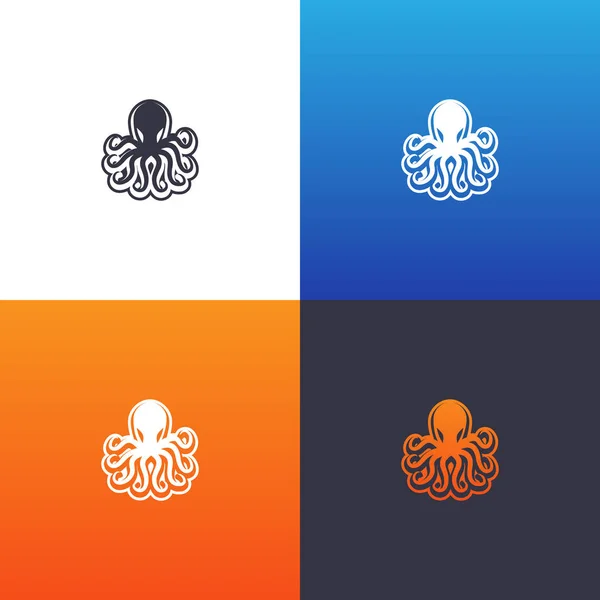 Octopus Siluett Set Illustration Bläckfisk Siluett Som Logotypdesign — Stock vektor