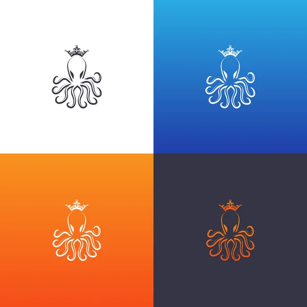 Octopus Siluett Set Illustration Bläckfisk Siluett Som Logotypdesign — Stock vektor