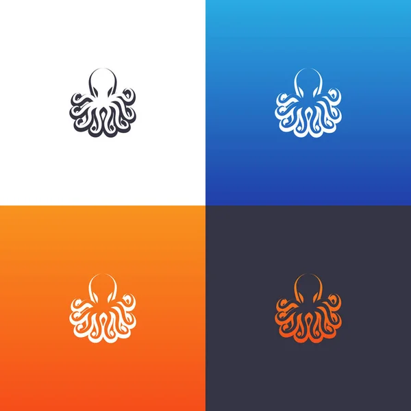 八达通剪影集 章鱼剪影设置为标志设计的插图 — 图库矢量图片
