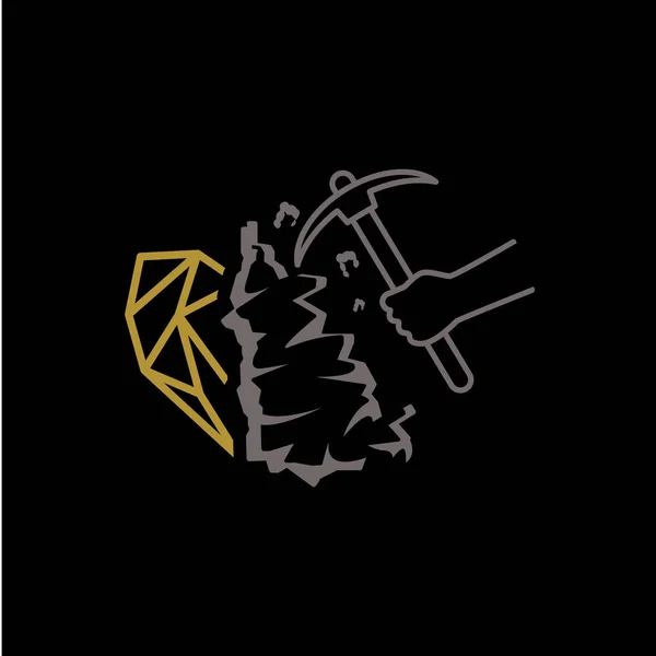 Diamond Mine Logo Illustration Diamond Mine Logo Design Black Background — Stock Vector