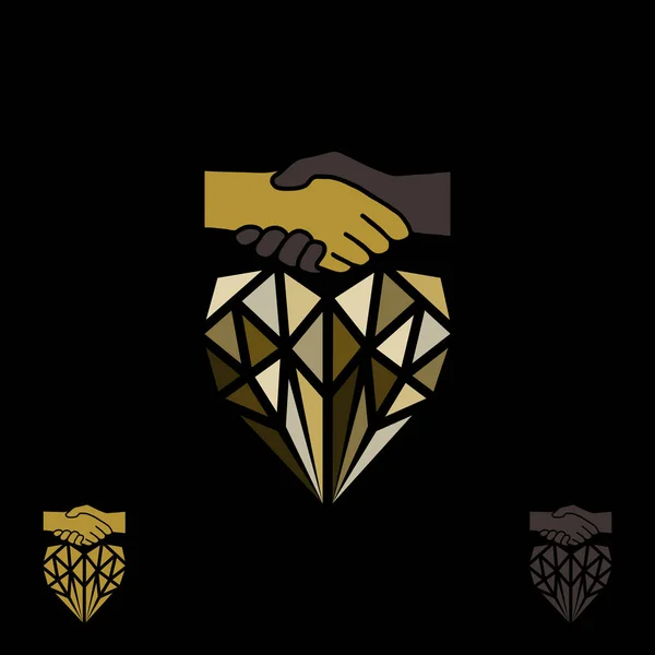 钻石心作为标志设计 钻石心的例证作为标志设计在黑色背景 — 图库矢量图片