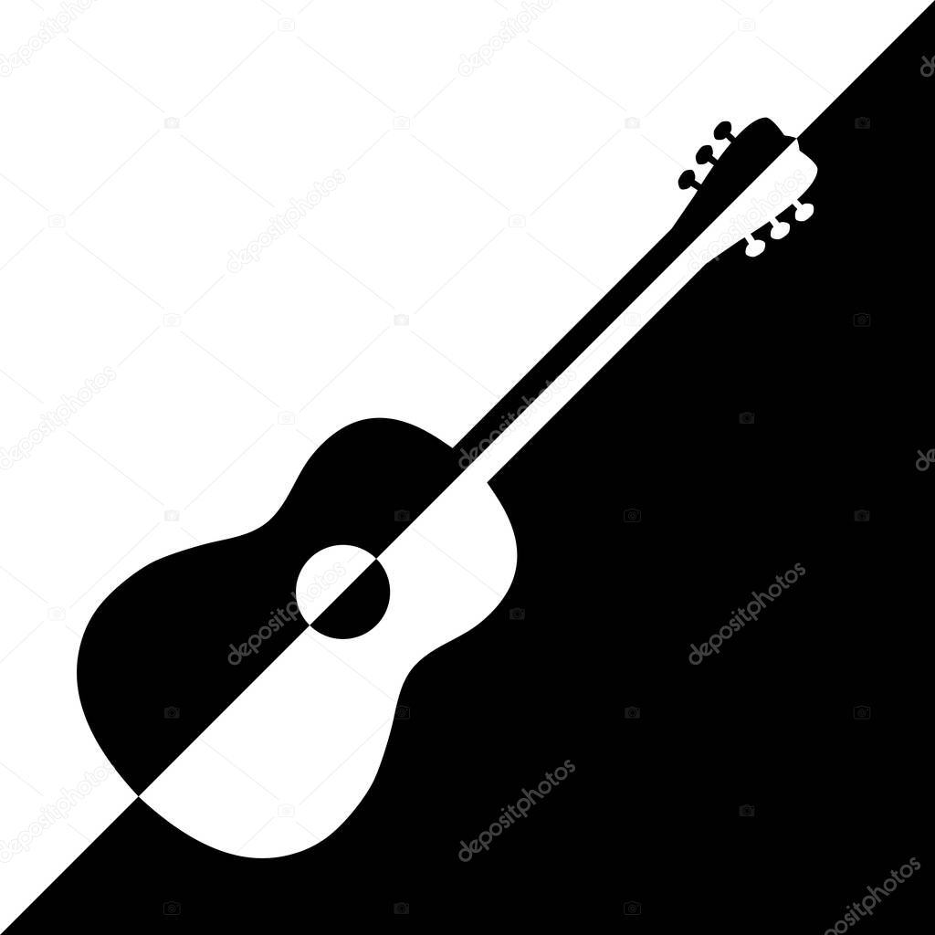 Acoustic guitar design. Illustration logo design of acoustic guitars in black and white variants
