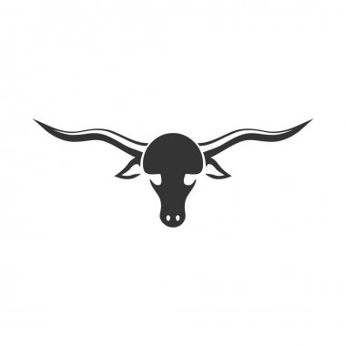 Silhouette Longhorn-hayvan. Beyaz bir arka planda Longhorn silüetinin Illustration