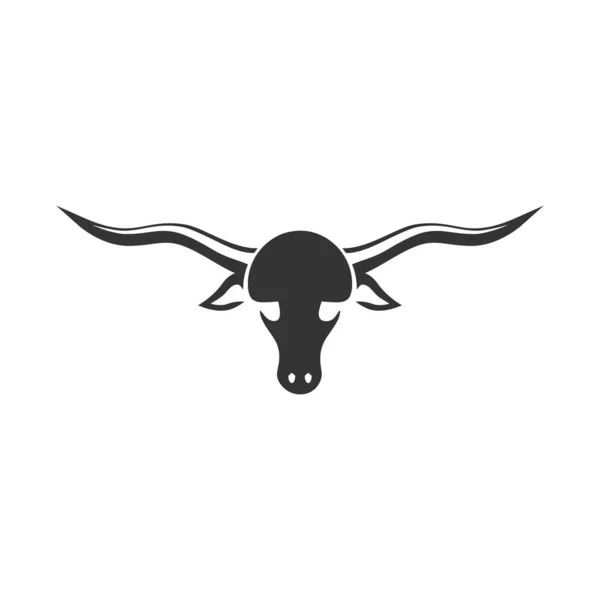 Silhueta Longhorn Animal Ilustração Silhueta Longhorn Fundo Branco — Vetor de Stock