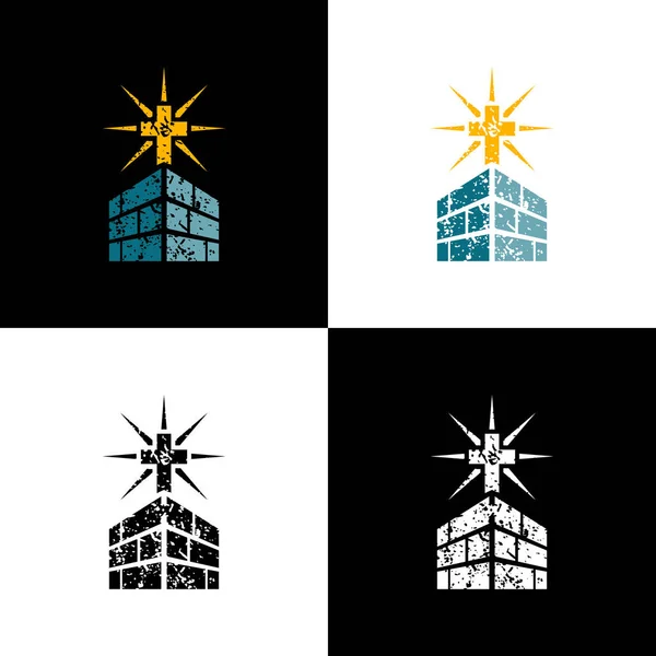 Logotypisk Designkyrka Illustration Kyrkans Logotyp Som Symbol För Kristendomen — Stock vektor