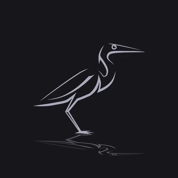 Pacific Reef Heron Illustration Eines Pazifischen Reiherhorns Auf Grauem Hintergrund — Stockvektor