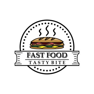 Fast food ikonu. Beyaz arkaplanda bir fast food simgesi tasviri.