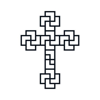 Hıristiyan Ortodoks Haçı. Beyaz bir arkaplanda Hıristiyan Ortodoks haçı tasviri