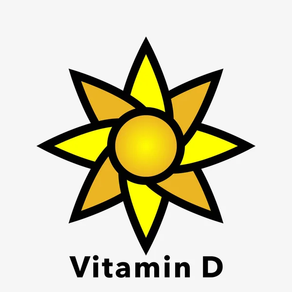 Güneşin Simgesi Vitamininin Sembolü Olarak Güneş Simgelerinin Tasviri — Stok Vektör