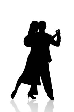 tango, dansçı, siyah siluet dans