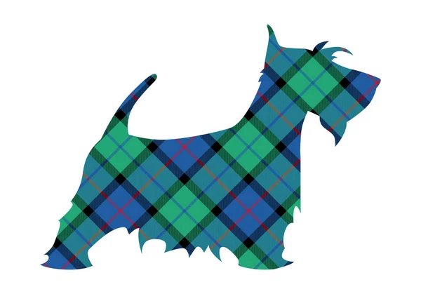 Terier Szkocki Tartan Wzór Krajowego Kwiat Szkocji Ilustracja Wektorowa — Wektor stockowy