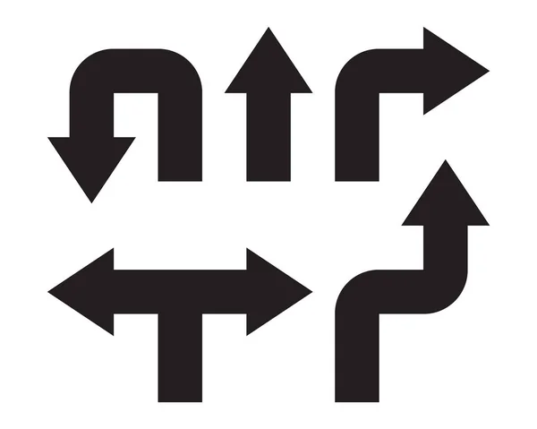 Pfeil Setzte Symbolsymbol Schwarz Auf Weiße Silhouette Vektorsymbole — Stockvektor