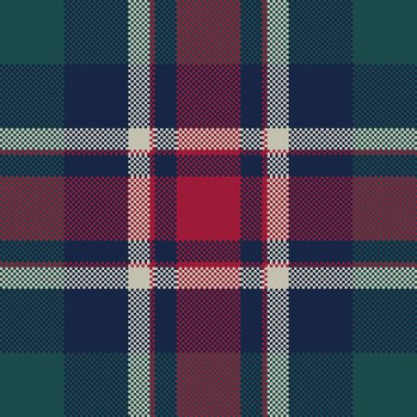 Tartan piksel ekose seamless modeli denetleyin. Düz tasarım. Vektör çizim.