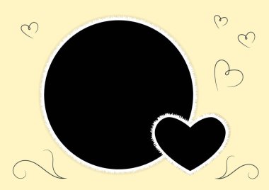 Düğün ve sevenler için bir kalp romantik yuvarlak fotoğraf çerçevelemek. Vektör çizim.