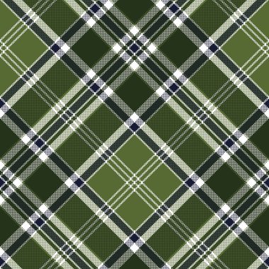 Yeşil kareli ekose sorunsuz kumaş dokusu. Vektör çizim.