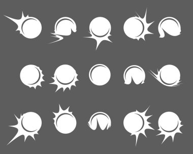 Tekme ve spor için hareket basit logo şablonu ile birlikte uçan toplar. Vektör çizim.