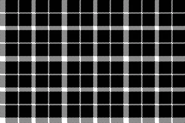 Flor Escocia Tartán Negro Píxel Textura Tela Patrón Sin Costuras — Vector de stock