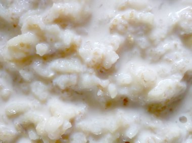 Yulaf ezmesi süt sağlıklı kahvaltı makro doku fotoğraf