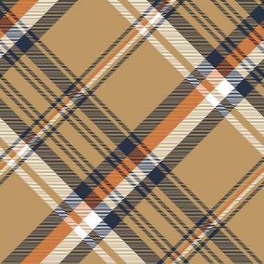 Bej ekose tartan çapraz sorunsuz kumaş dokusu. Vektör çizim.