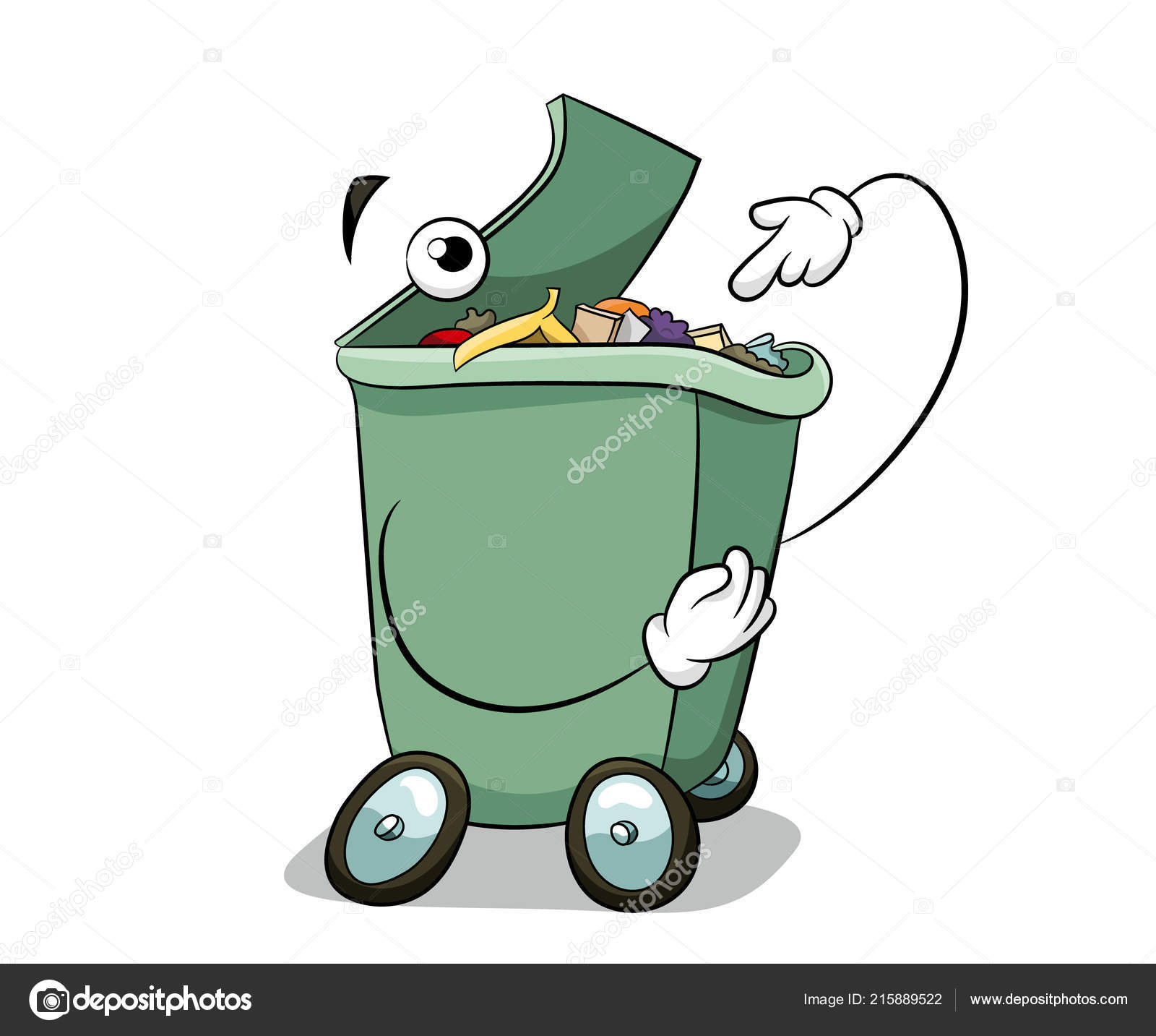 Image vectorielle Jeter Des Ordures Dans Poubelle Peut Amusant - Main Image