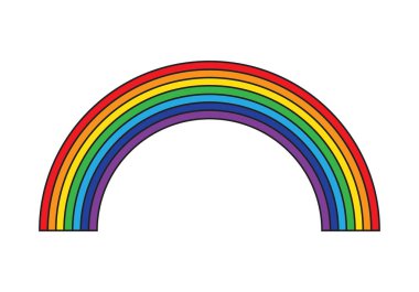 Beyaz arka plan simgesine izole karikatür gökkuşağı. Vektör çizim.