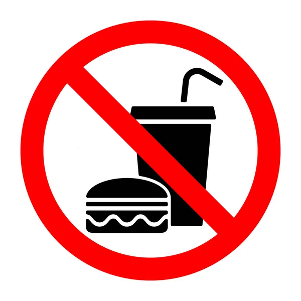 Ninguna Comida Deja Comer Beber Señal Prohibición Ilustración Vectorial — Archivo Imágenes Vectoriales