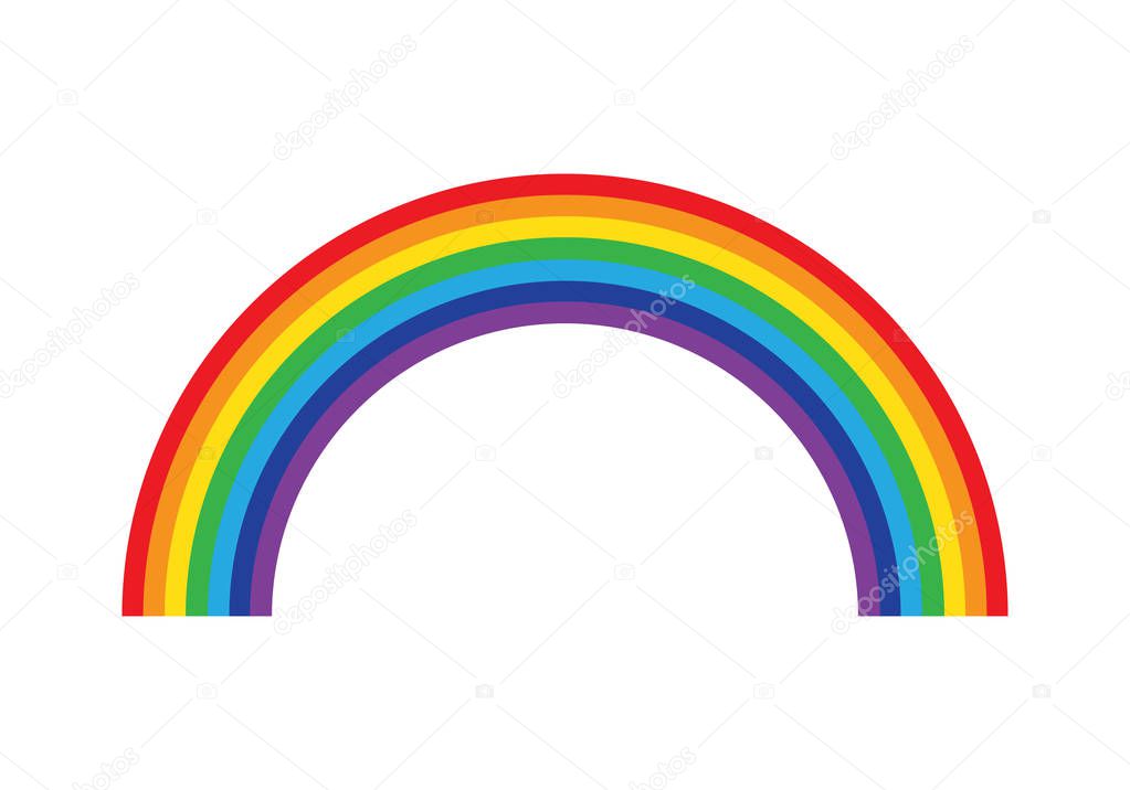 Rainbow isolated on white background icon flat color. Vector illustration.