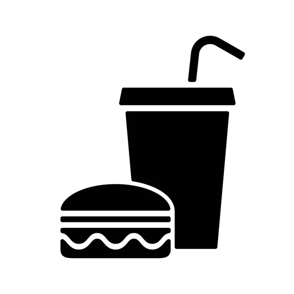 Fast Food Silhouette Essen Und Trinken Zeichen Vektorillustration — Stockvektor