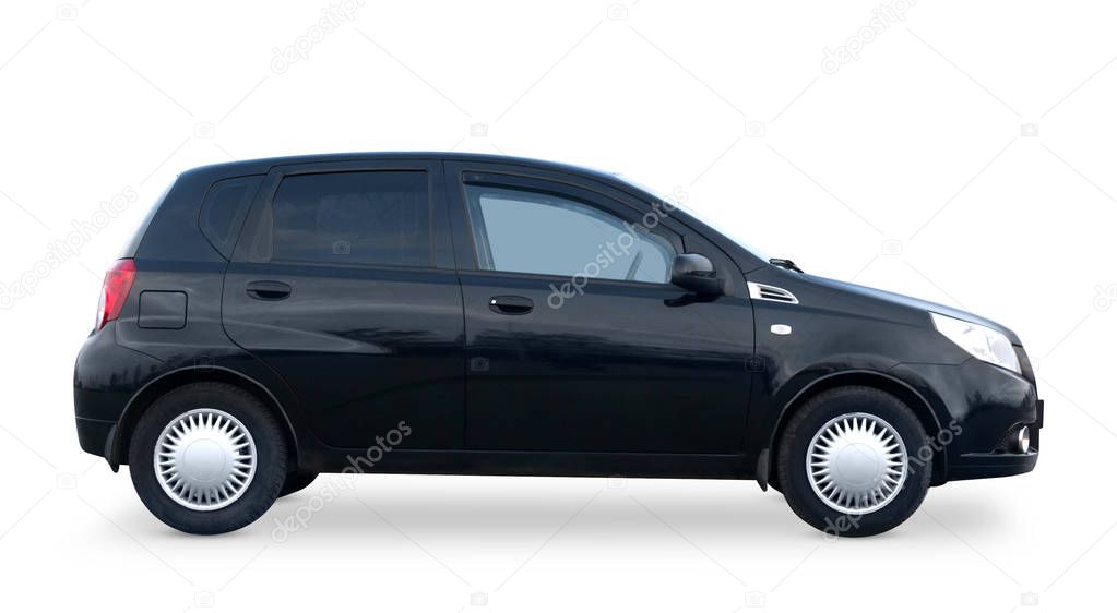 Side view hatchback car isolated on white background. Photo exterior auto.