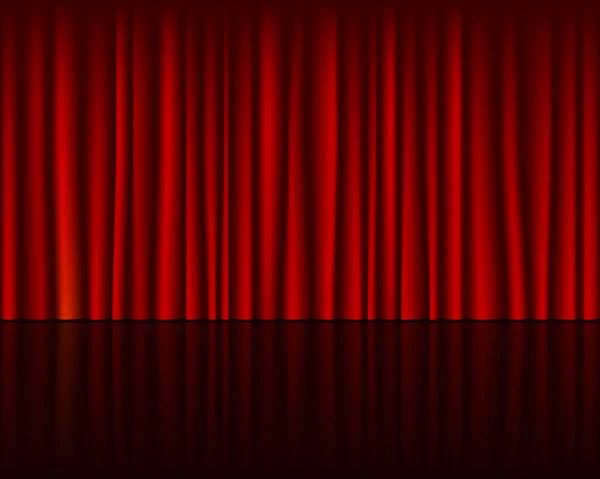 Empty Stage Red Curtain Seamless Template Vector Background — Stock Vector