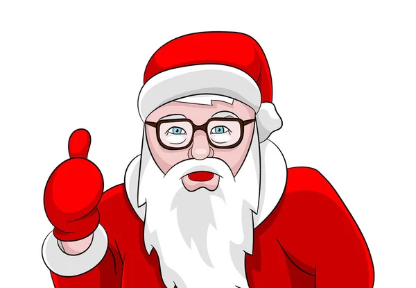 Santa Claus Kciuk Górę Białym Tle Portret Ilustracja Wektorowa — Wektor stockowy