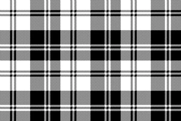 Klassieke Plaid Zwart Witte Pixel Naadloze Patroon Vectorillustratie — Stockvector