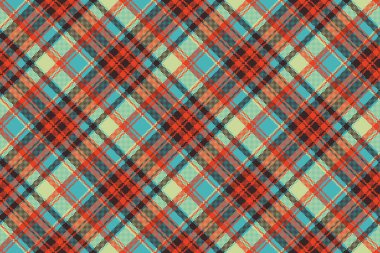 Pop art renk onay ekose piksel sorunsuz kumaş dokusu. Vektör çizim.