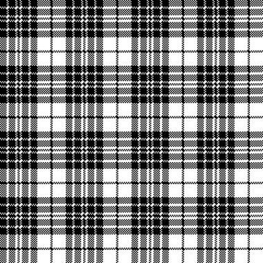 BlackBerry tartan klan siyah beyaz piksel seamless modeli. Vektör çizim.