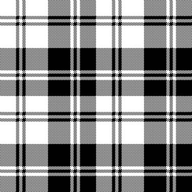 Klasik kareli siyah beyaz piksel seamless modeli. Vektör çizim.