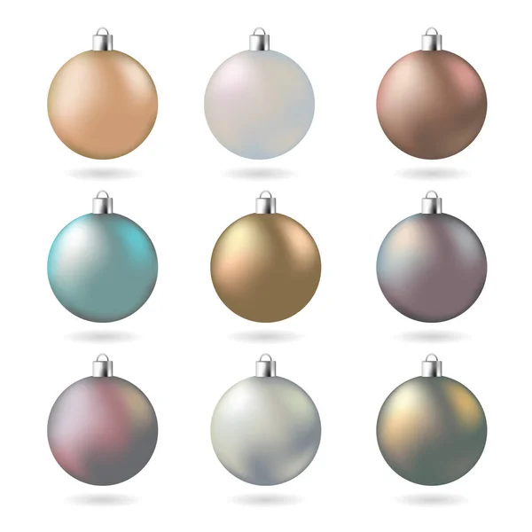 Modern Matt Pastel Colors Christmas Balls Set Design Elements Vector — Stock Vector