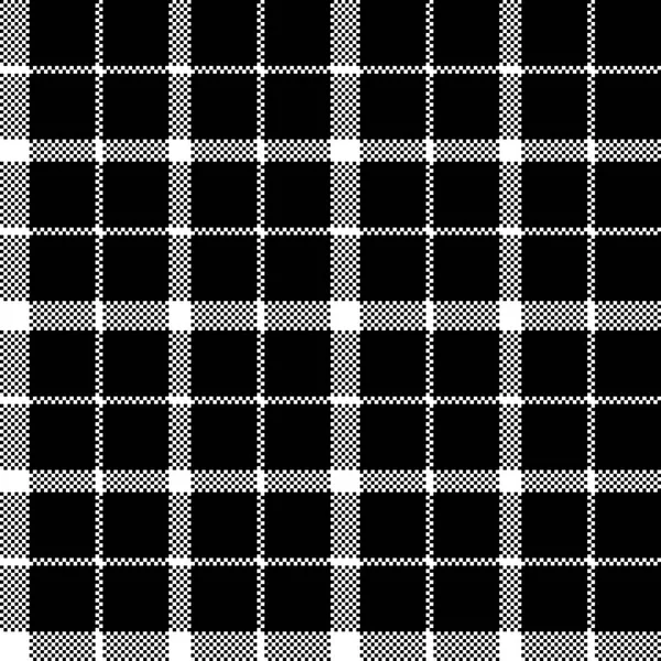 Flor Escocia Tartán Negro Píxel Textura Tela Patrón Sin Costuras — Vector de stock