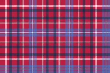 Kırmızı ekose kareli sorunsuz kumaş dokusu. Vektör çizim.