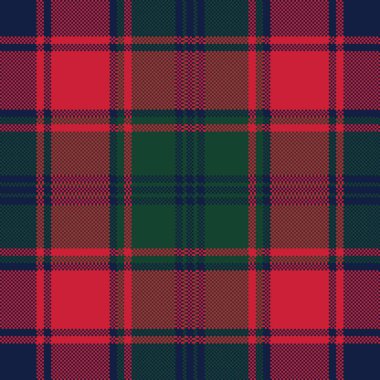 Kareli ekose kumaş doku piksel seamless modeli. Vektör çizim.
