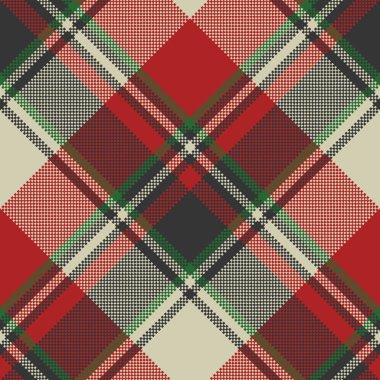 Kumaş doku piksel seamless modeli denetleyin. Vektör çizim.