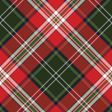 Kırmızı yeşil ekoseli sorunsuz kumaş dokusu. Vektör çizim.