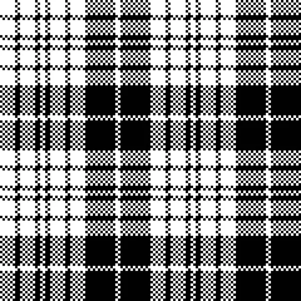 Blackberry Tartan Schwarz Weiß Pixel Nahtloses Muster Vektorillustration — Stockvektor