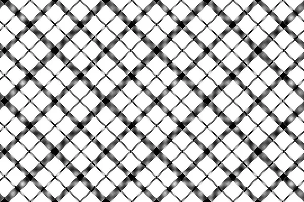 Fleur Écossais Tartan Noir Blanc Pixel Motif Sans Couture Illustration — Image vectorielle