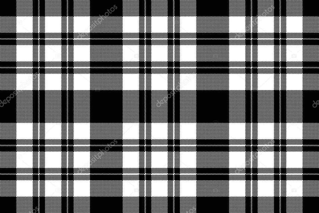 Pixel seamless fabric texture black white. Vector illustration.