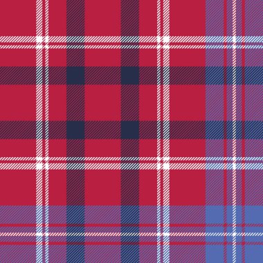 Kırmızı ekose kareli sorunsuz kumaş dokusu. Vektör çizim.