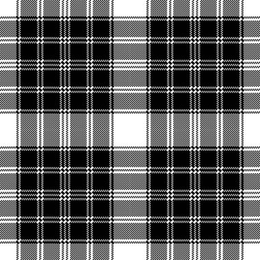 Klasik piksel ekose siyah beyaz seamless modeli. Vektör çizim.