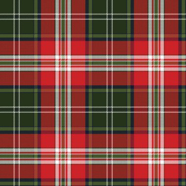 Kırmızı yeşil ekoseli sorunsuz kumaş dokusu. Vektör çizim.