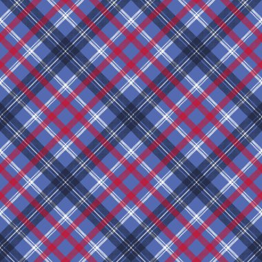 Mavi onay ekose piksel kumaş sorunsuz doku. Vektör çizim.