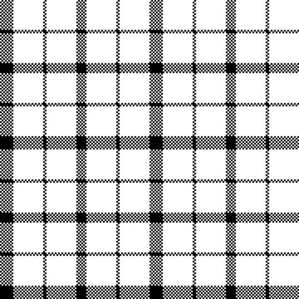 スコットランド タータン チェック黒の白のピクセルのシームレスなパターンの花 ベクトル図 — ストックベクタ