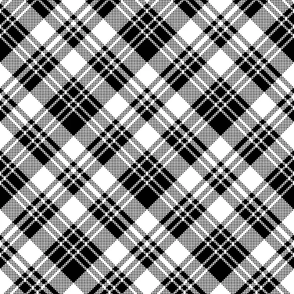 Pixel Check Fabric Texture Black White Seamless Pattern Vector Illustration — Stock Vector